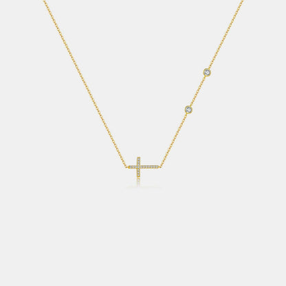 Zircon 925 Sterling Silver Cross Necklace