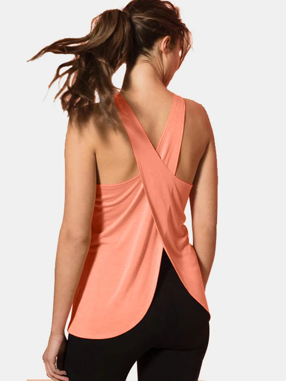 Crisscross Scoop Neck Active Tank Carauana Store