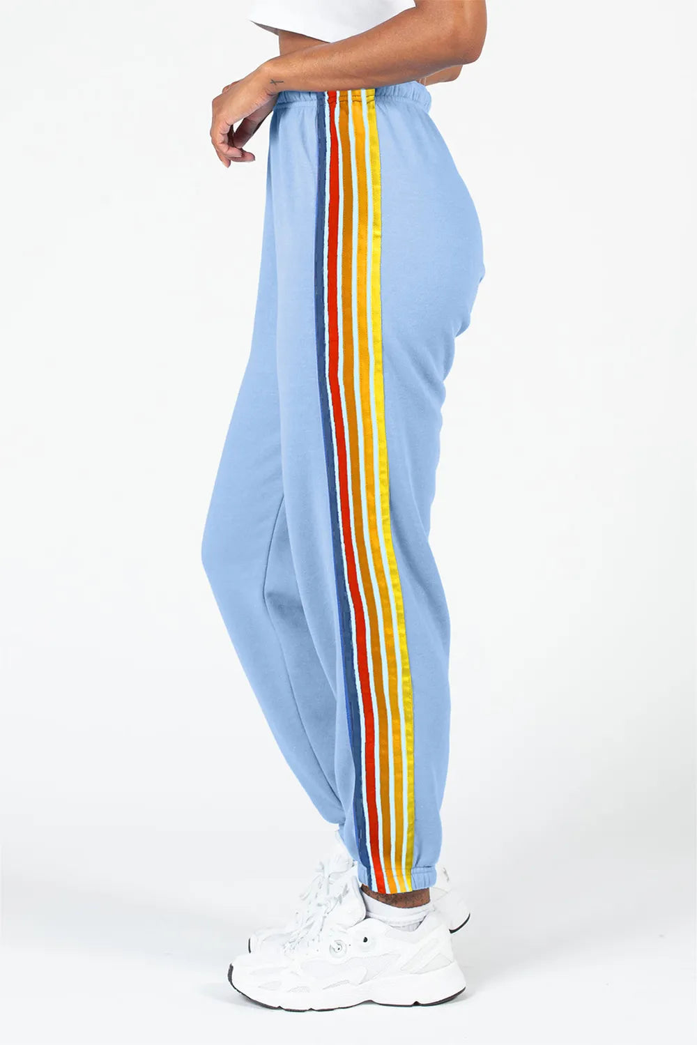 Contrast Striped Elastic Waist Active Pants Carauana Store