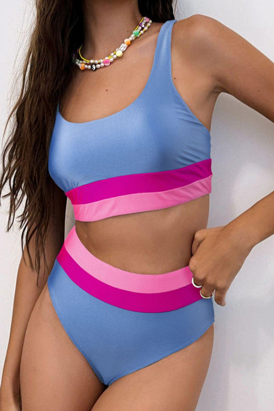 Contrast Scoop Neck Two-Piece Swim Set Carauana Store