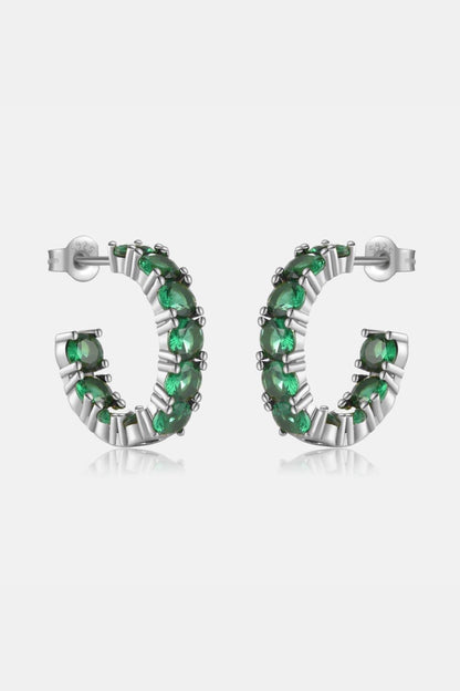 Inlaid Zircon C-Hoop Earrings