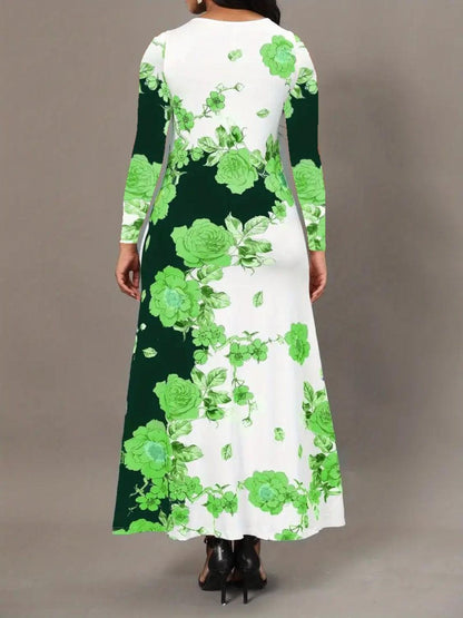 Pocketed Printed Long Sleeve Dress