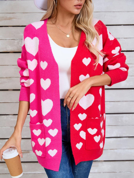 Angel Wings Heart Open Front Long Sleeve Cardigan