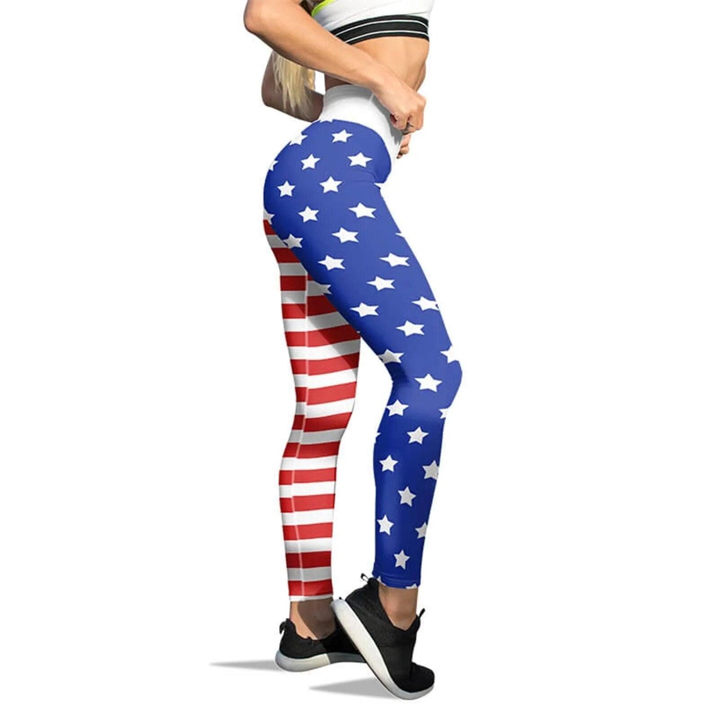 American Flag Printed Leggings For Women Tummy Control Skinny Pants For Yoga Running Pilates Free Shipping