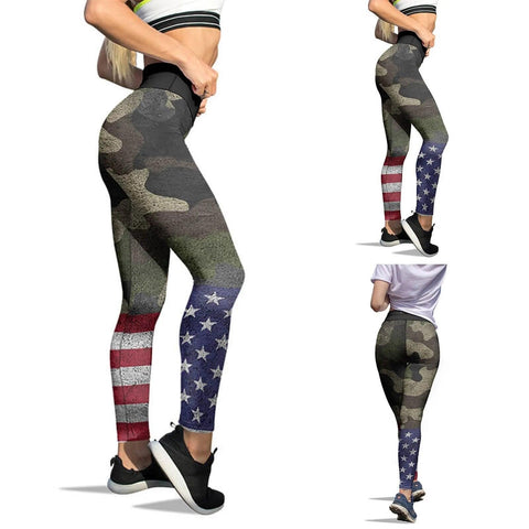 American Flag Printed Leggings For Women Tummy Control Skinny Pants For Yoga Running Pilates Free Shipping