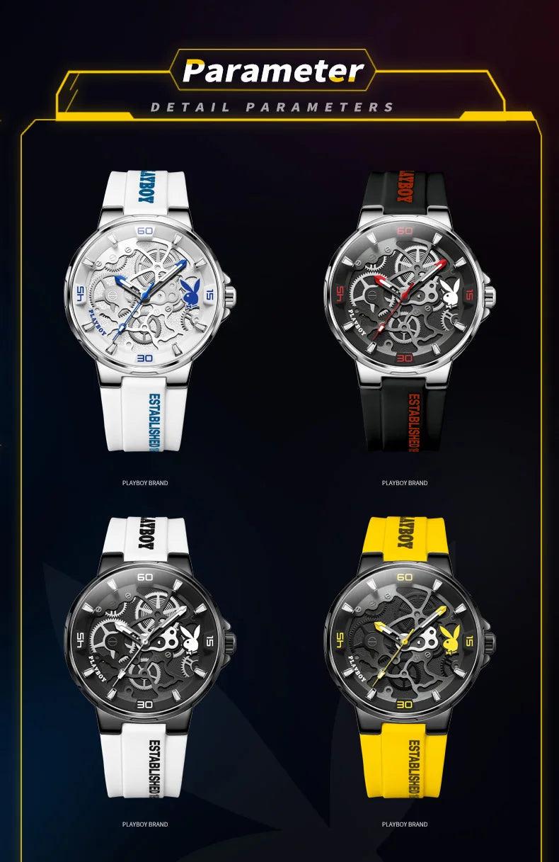 American PlayBoy Fashion Casual Men's Watch - Luxury Waterproof Luminous Quartz Wristwatch High Quality