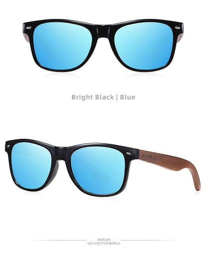 BARCUR Sunglasses Anti Blue Night Vision Mirror Free Wood Box