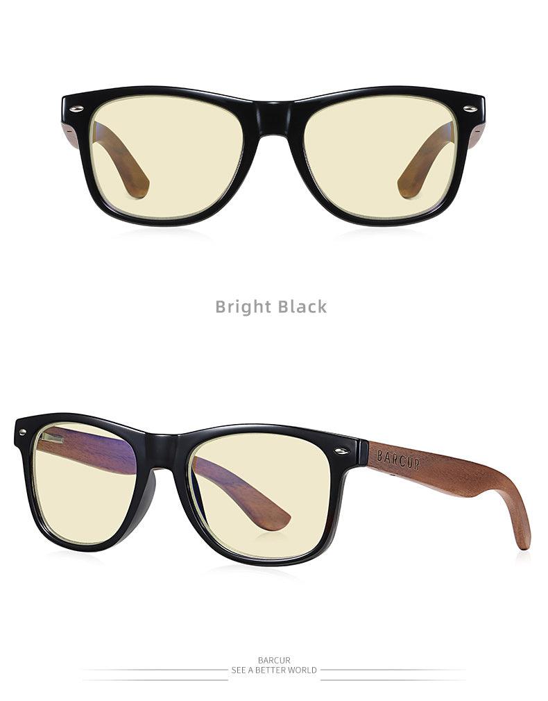 BARCUR Sunglasses Anti Blue Night Vision Mirror Free Wood Box