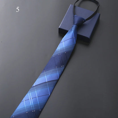Blue plaid tie on a dark gray background