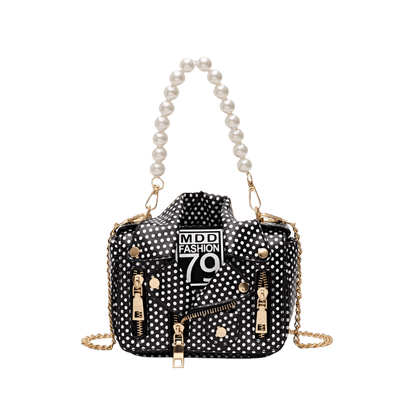 Chic Designer Women Messenger Bags with Pearl Handle and Chain Strap