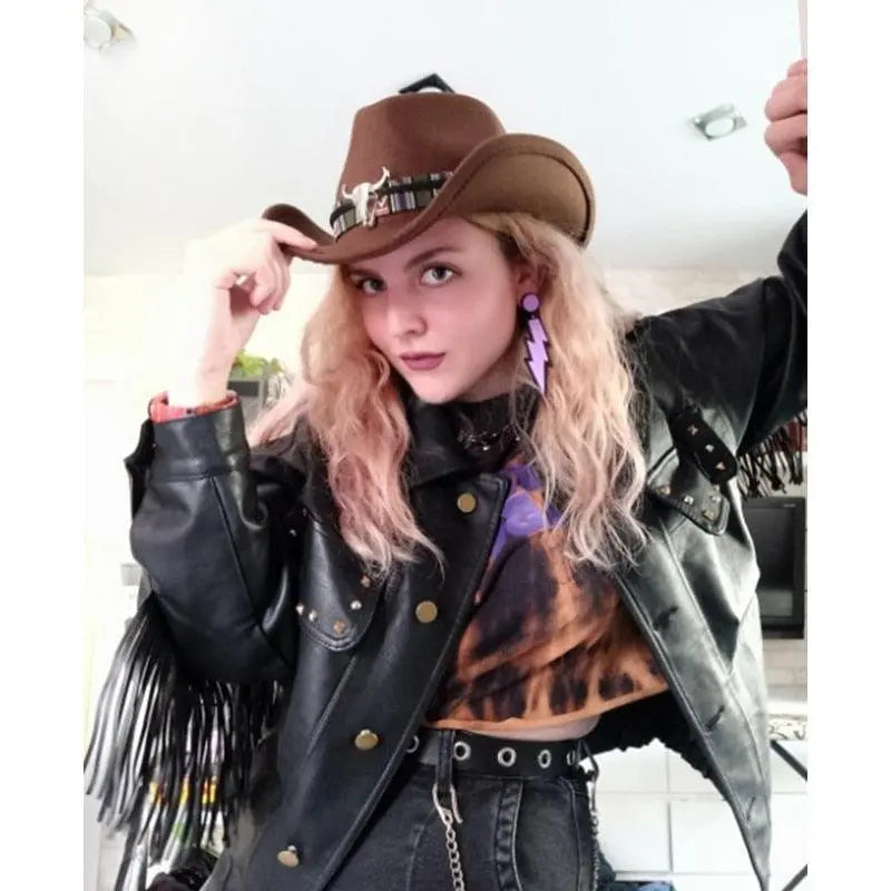 Cowboy hat monochrome felt Men and Women Carauana Store