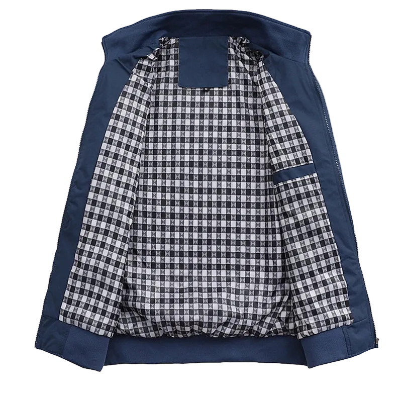 Blue jacket with a checkered pattern
