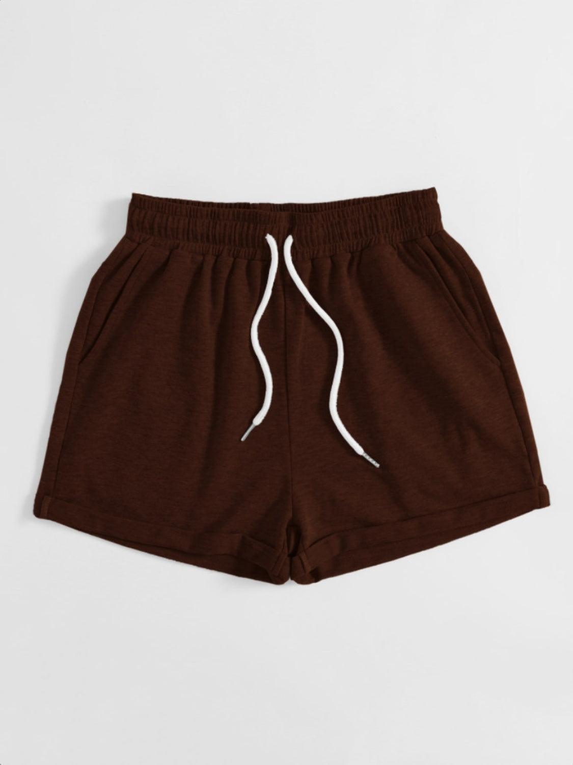 Drawstring Pocketed Elastic Waist Shorts