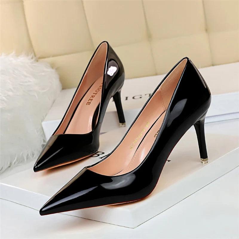 Fashion Women's Patent Leather High Heels - Perfect for Parties!