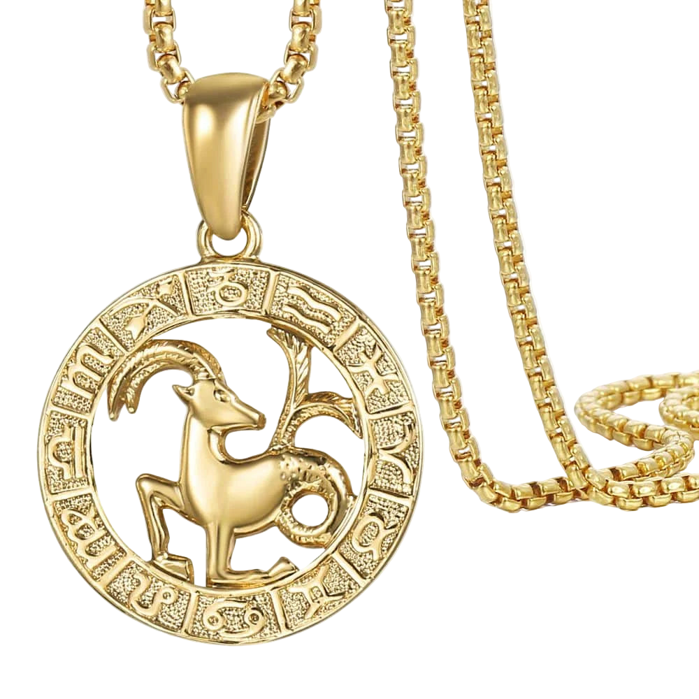 Gold zodiac pendant with chain