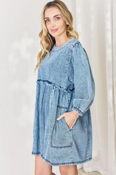 HEYSON Full Size Oversized Denim Babydoll Dress