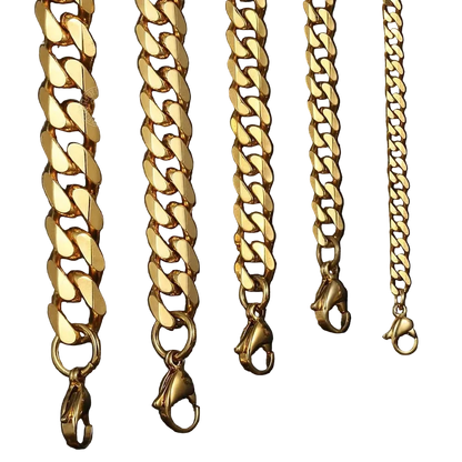 Hiphop Stainless Steel Necklace Curb Cuban Link Chain For Men Women Gold Color Solid Metal Punk Jewelry Gift KNM08 - CaRaUaNa Fashion