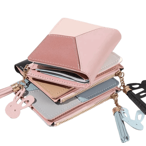 ISKYBOB Damen-Geldbörse aus PU-Leder mit Reißverschluss, kurz 
