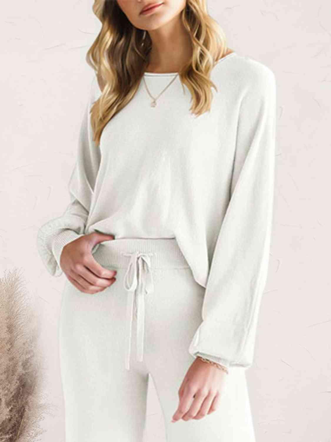 Long Sleeve Lounge Top and Drawstring Pants Set