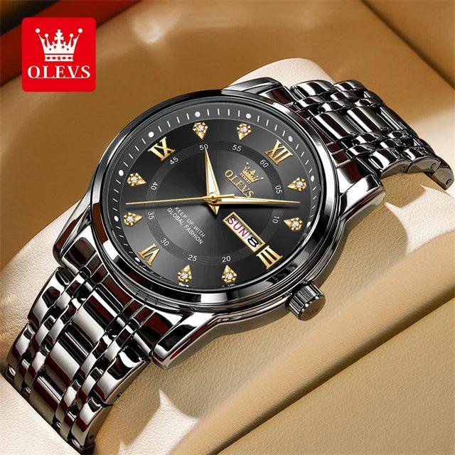 Luxury Top Brand OLEVS Quartz Watch for Men Stainless Steel Waterproof Watches Classic Business Men's Wristwatch (Exclusive New)