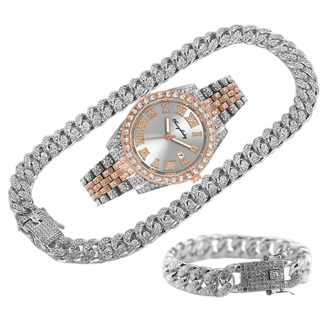 Luxury watch with a diamond-studded bracelet