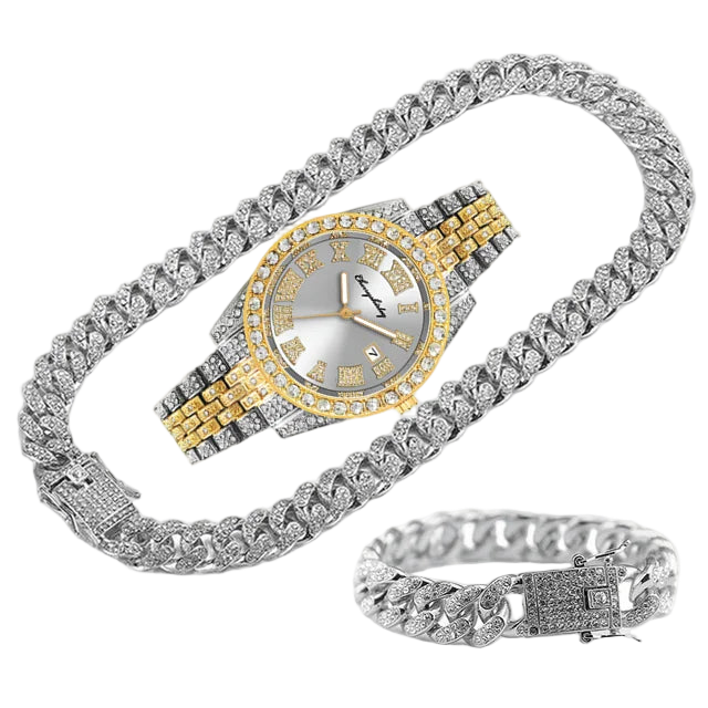 Luxury watch with a silver and gold band and bracelet