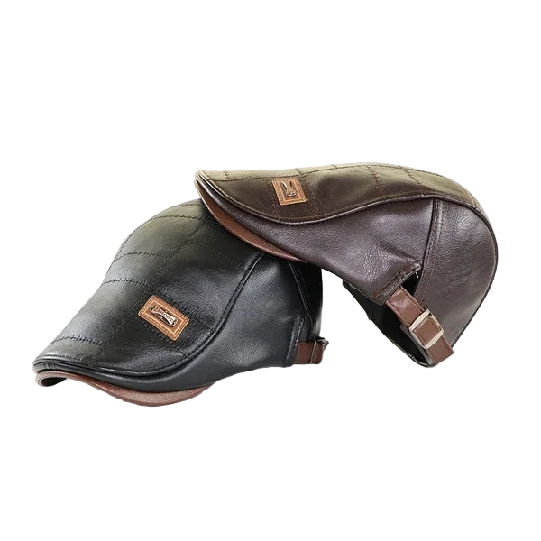 Two leather saddles, one black and one brown