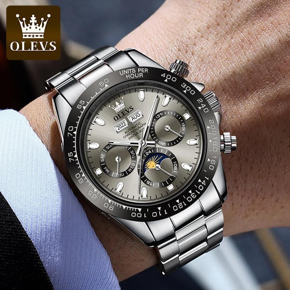 OLEVS Luxury Men's Chronograph Automatic Mechanical Wristwatch-Top Brand Watch