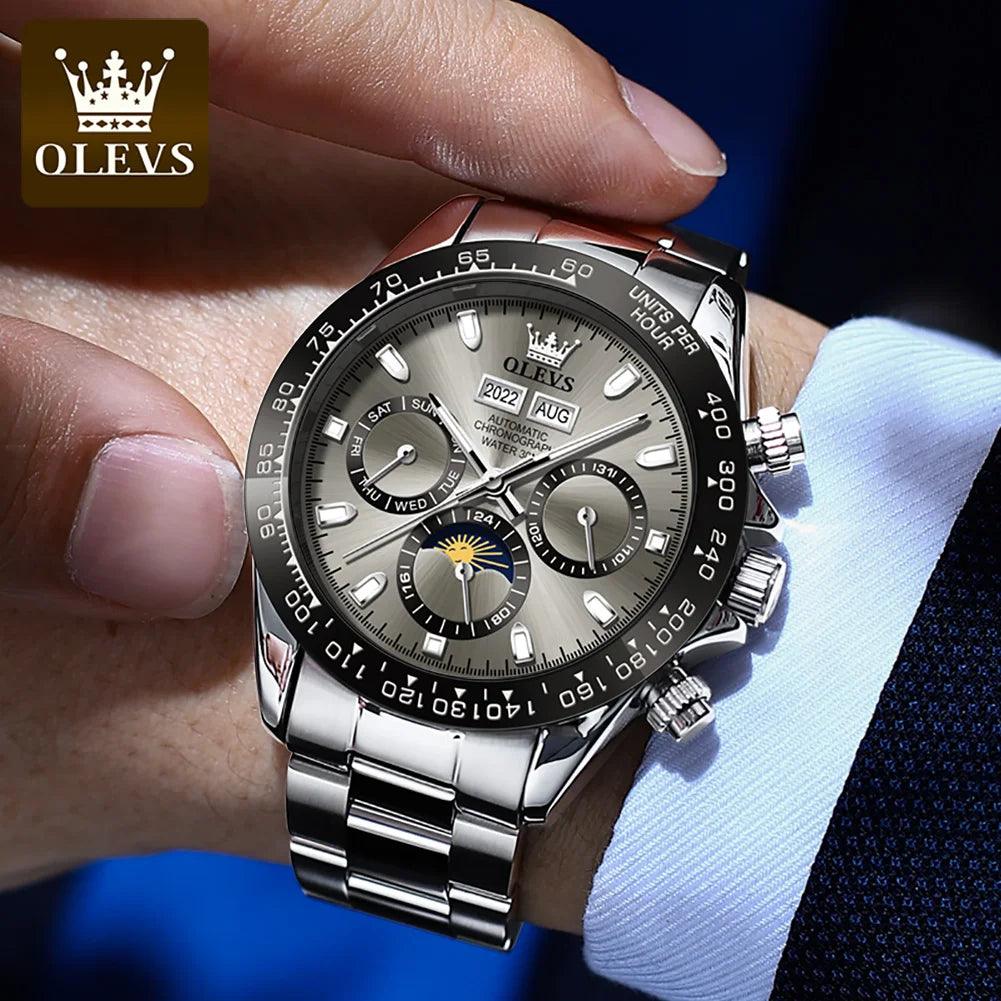 OLEVS Luxury Men's Chronograph Automatic Mechanical Wristwatch-Top Brand Watch