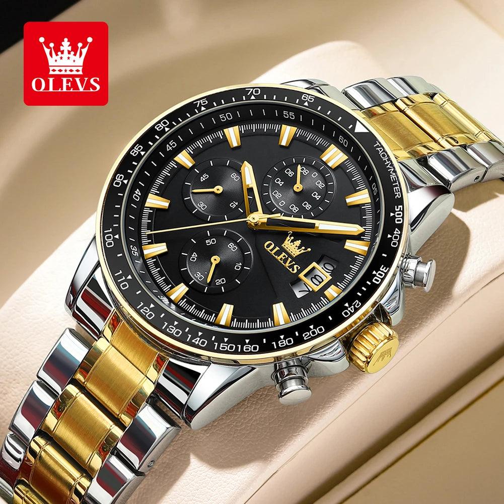 OLEVS Original Multi-function Men's Watches Chronograph Stainless Steel Waterproof Business Wristwatch Men (Exclusive Design)