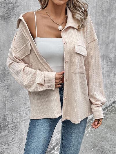 Pocketed Button Up Dropped Shoulder Jacket