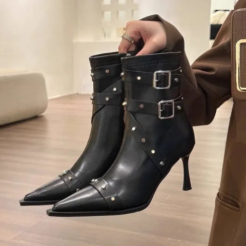 Ankle Studded New Rock Shoes Gothic Style Winter