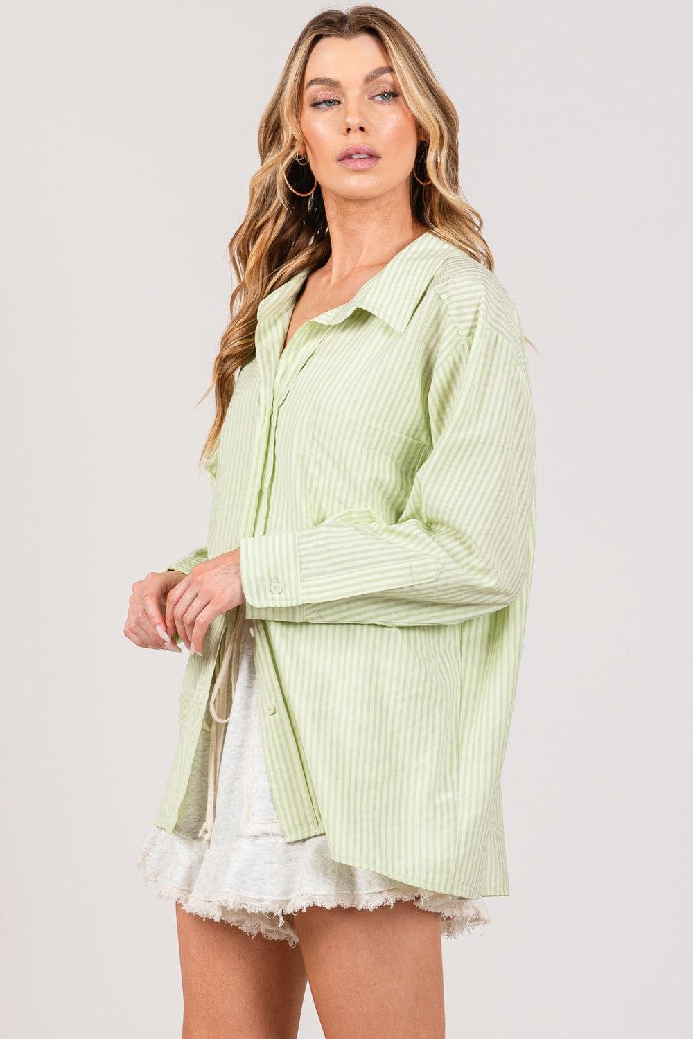 SAGE + FIG Striped Button Up Long Sleeve Shirt