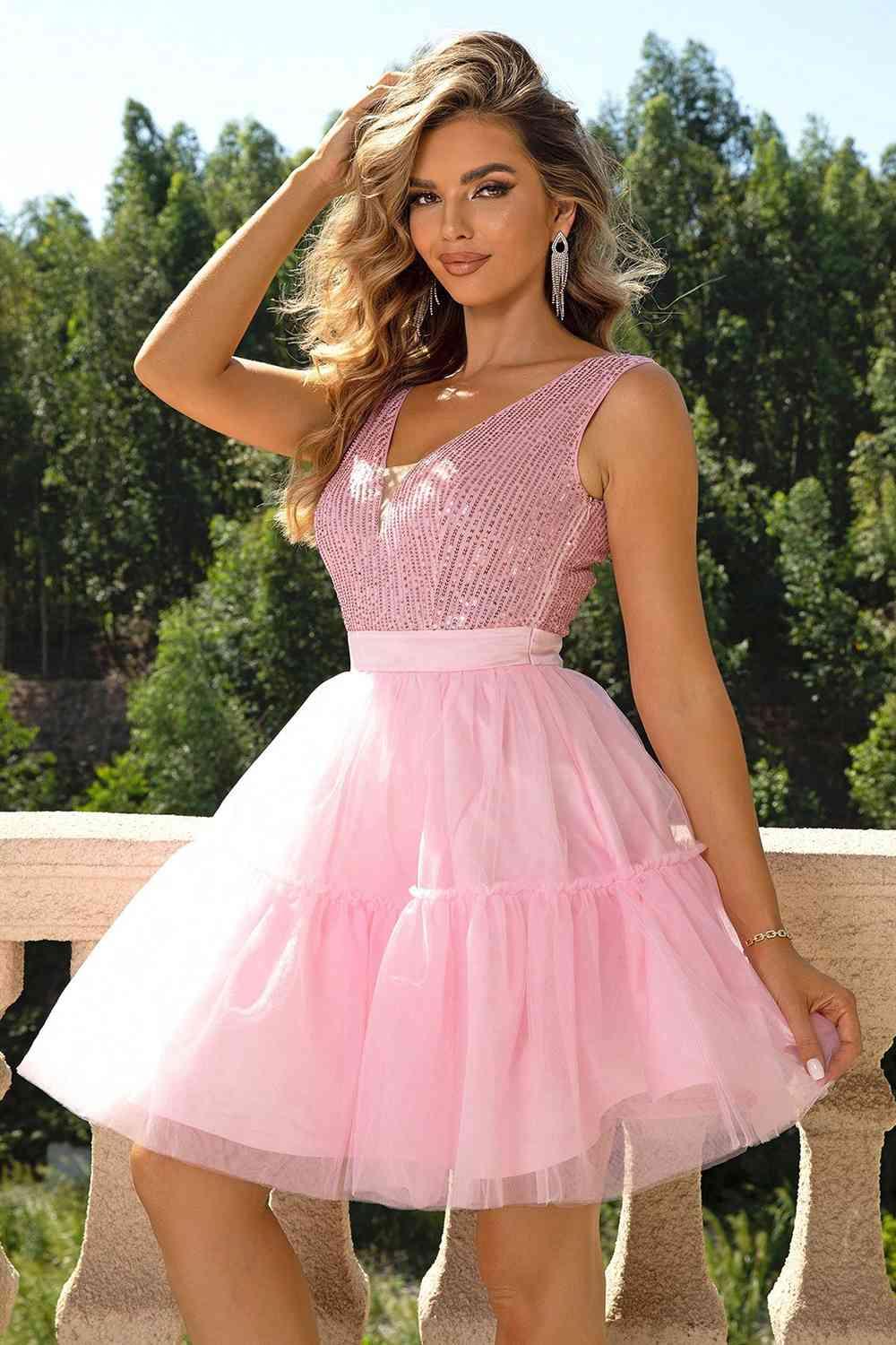 Sequin Sleeveless pink Dress