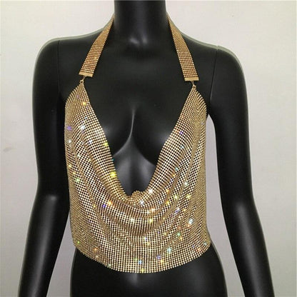 Sparkly Rhinestone Disco Party Tank Top