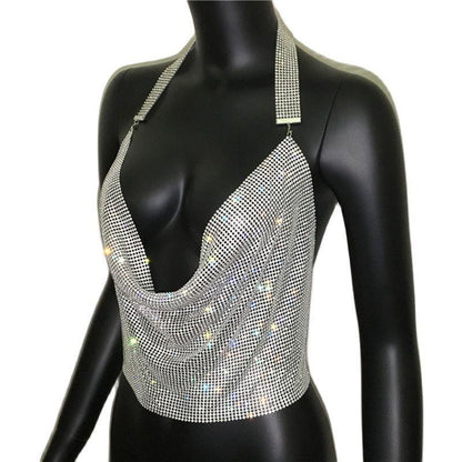 Sparkly Rhinestone Disco Party Tank Top