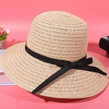 Summer Women Straw Hat Bowknot Wide Brim Floppy Panama Hats Female Lady Outdoor Foldable Beach Sun Cap