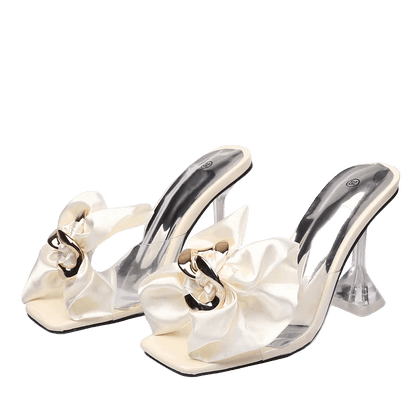 Transparent Butterfly-Knot High Heels Slippers - 9cm CaRaUaNa Fashion
