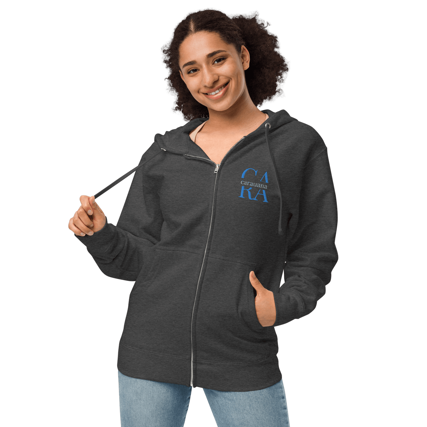 Unisex fleece zip up hoodie