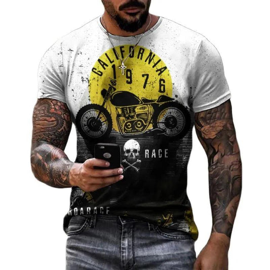Vintage Men's T-shirts 3d California 1976 Printed ,Trendy Oversized Tees red Carauana Store