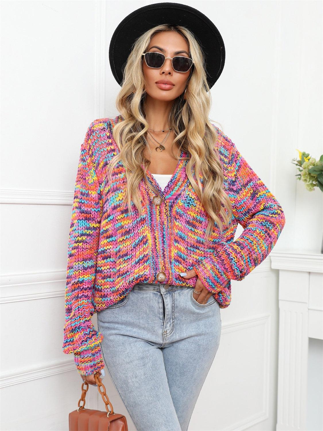 Angel Wings Button Up Dropped Shoulder Cardigan