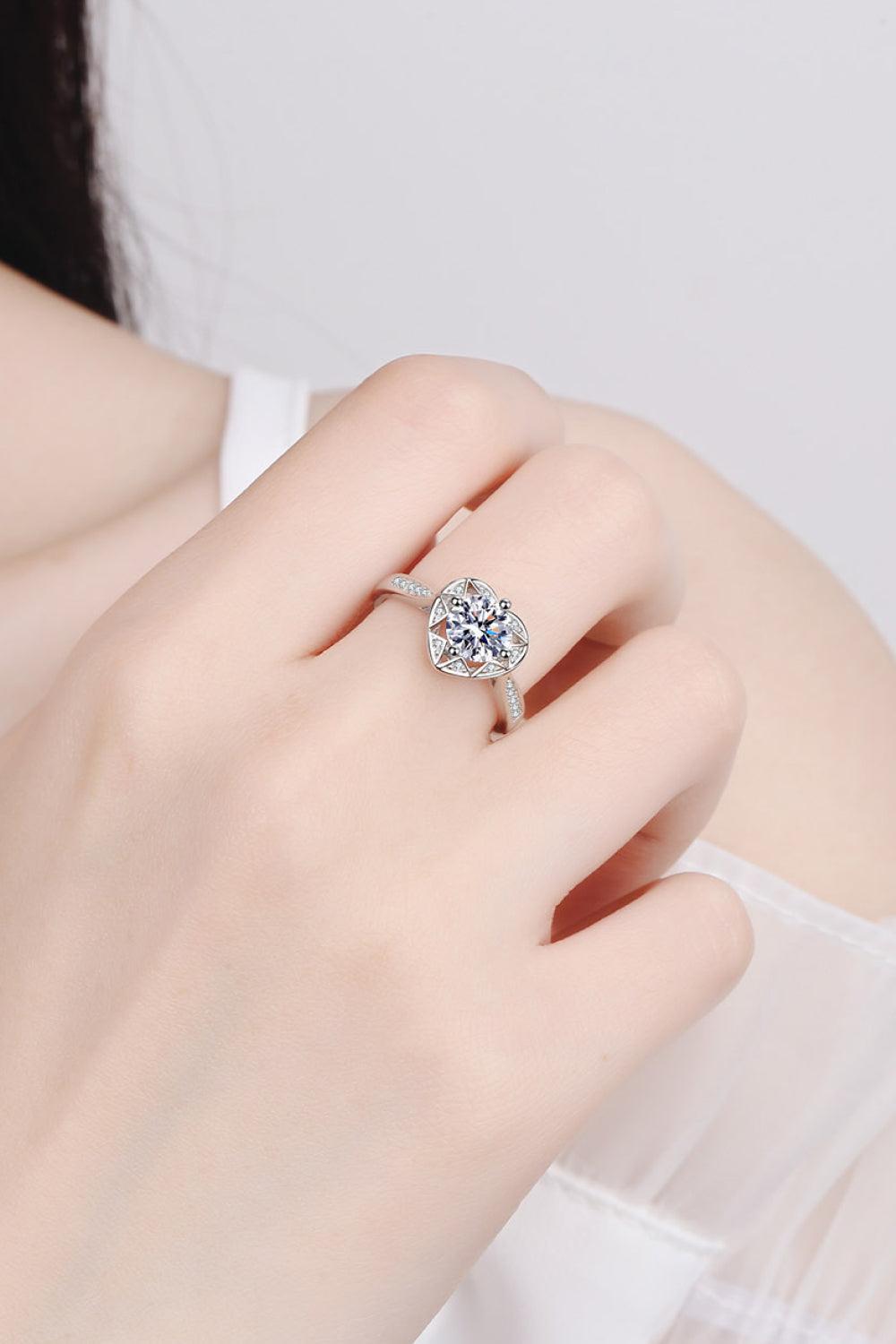 Moissanite Heart Ring