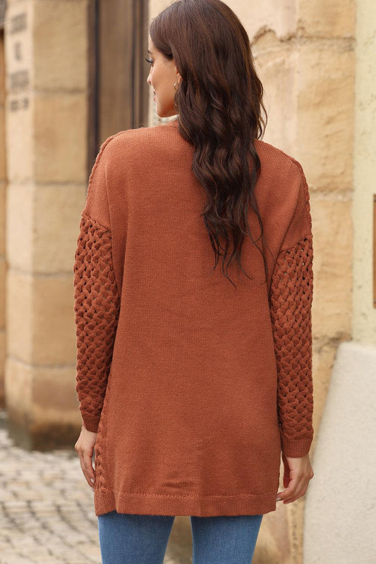 Open Front Dropped Shoulder Cardigan with Pockets Carauana Store