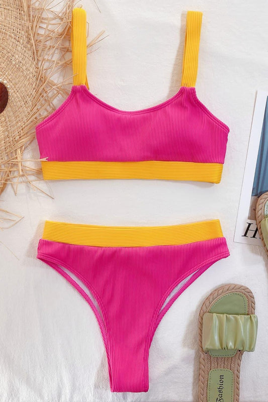 Color Block Scoop Neck Bikini Set Carauana Store