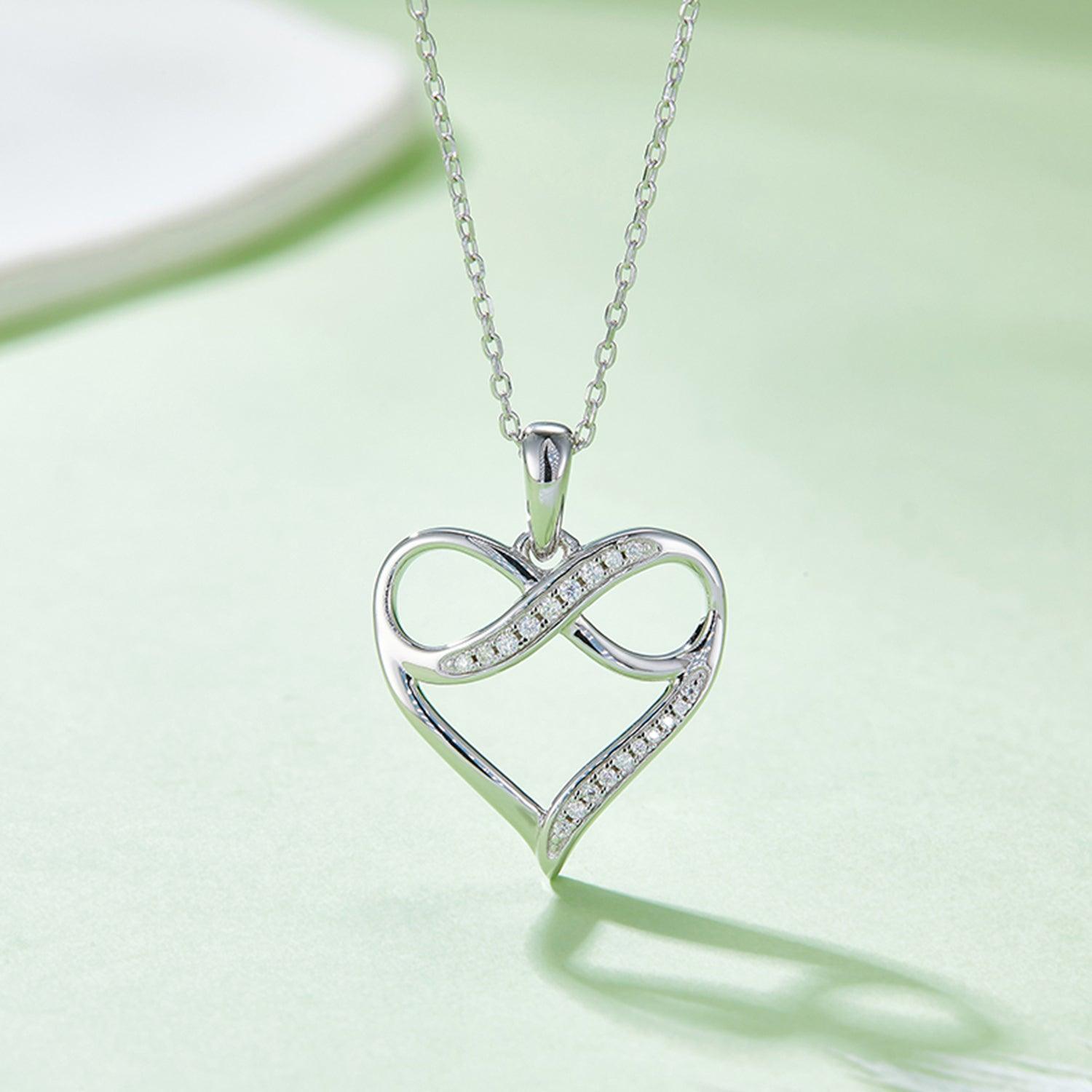 Moissanite 925 Sterling Silver Heart Necklace CaRaUaNa Fashion
