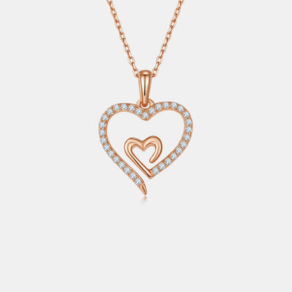 Moissanite 925 Sterling Silver Heart Pendant Necklace