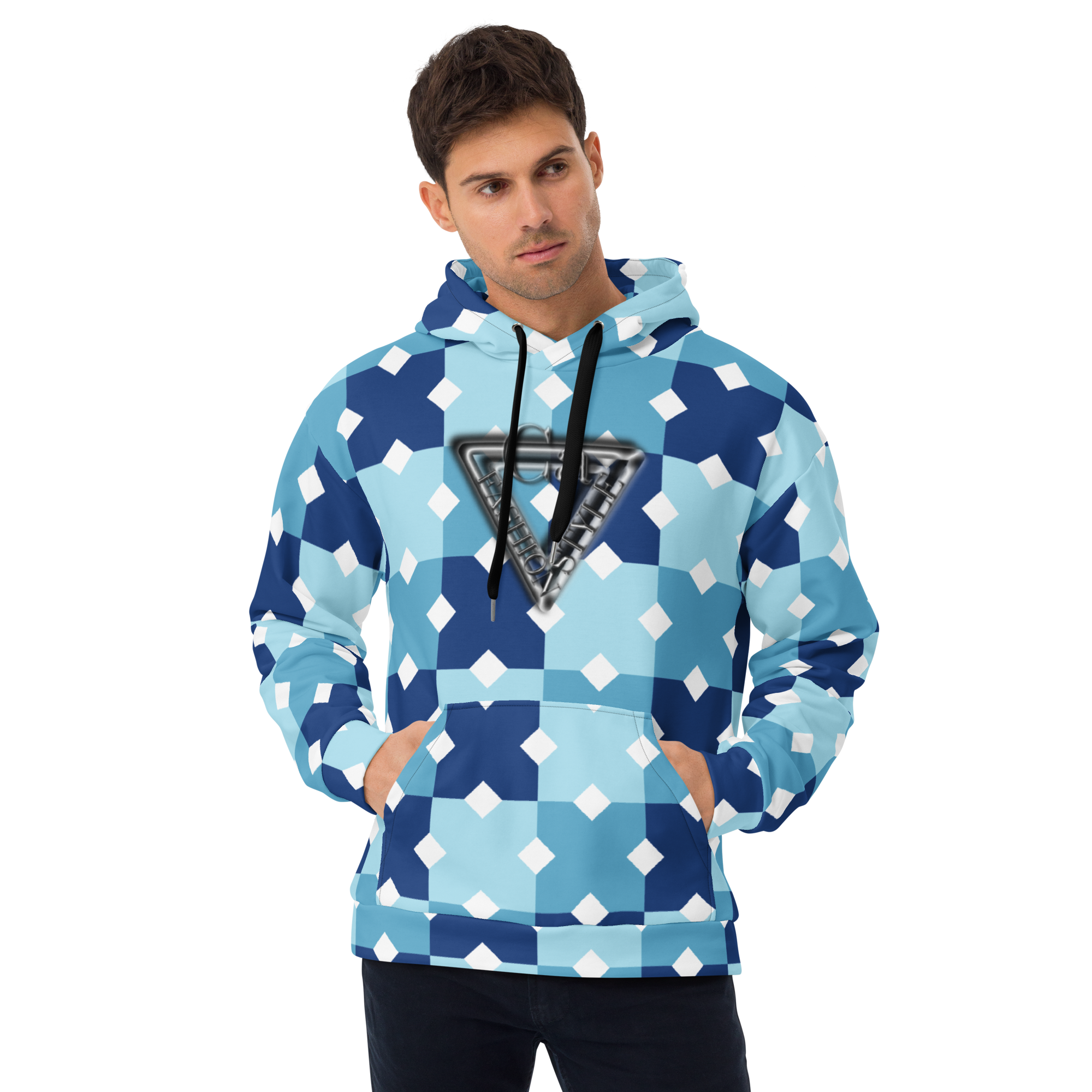 CaRaUaNa Unisex Hoodie Blue white Branded - CaRaUaNa Fashion