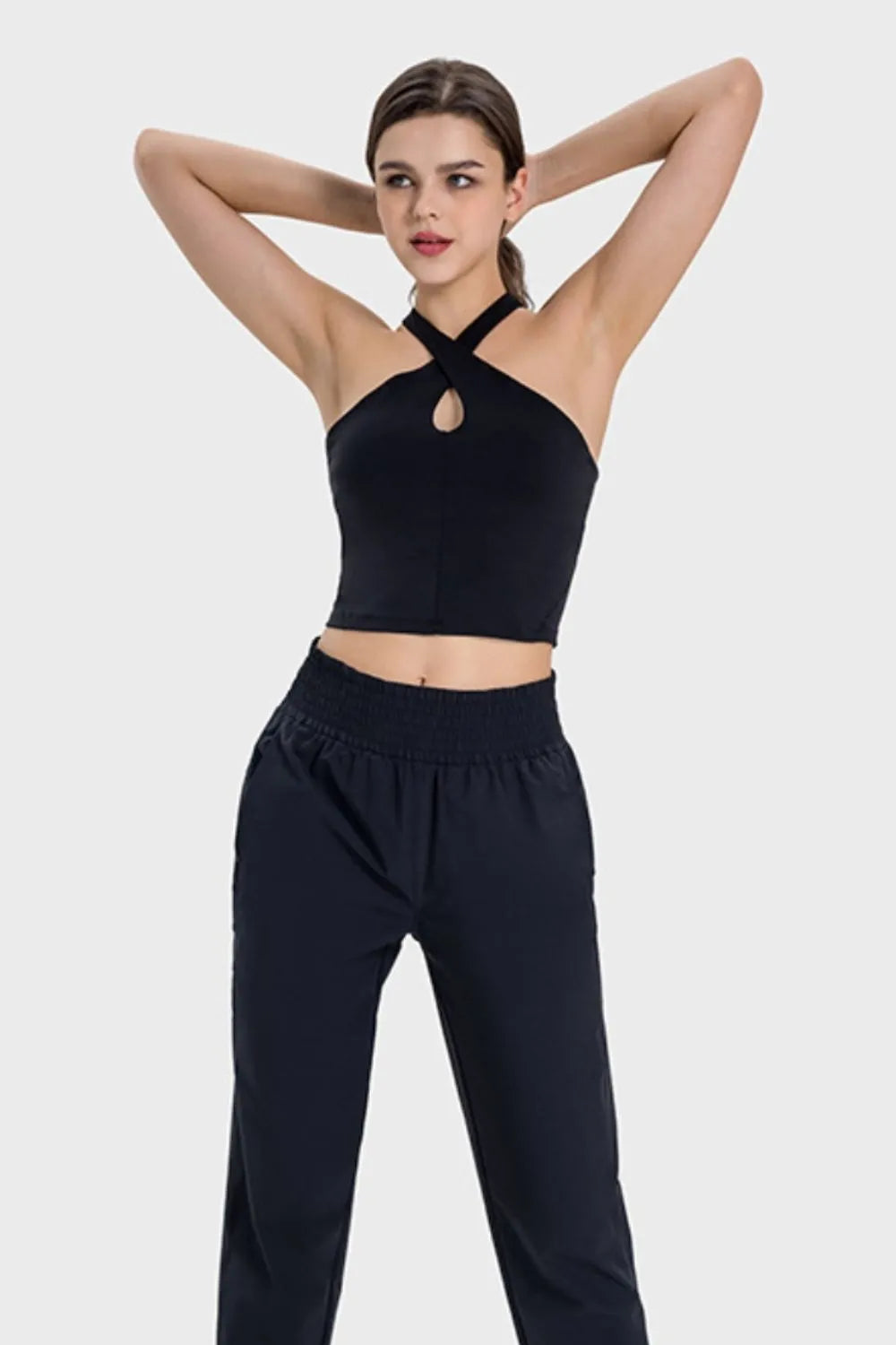 Millennia Crisscross Grecian Neck Active Cami Carauana Store