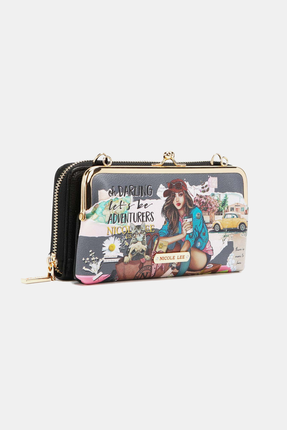 Nicole Lee USA Signature Kiss Lock Crossbody Wallet 