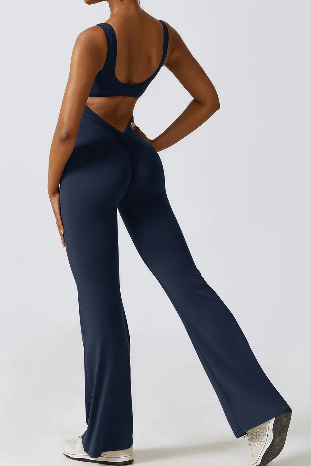 Basic Bae Cutout Ruched Bootcut Sleeveless Active Jumpsuit Carauana Store